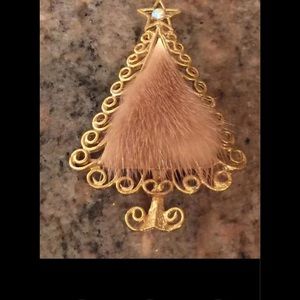 Vintage TANCER II ©️ Mink Fur Christmas Tree 🎄 Pin/Brooch